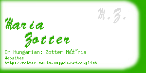 maria zotter business card